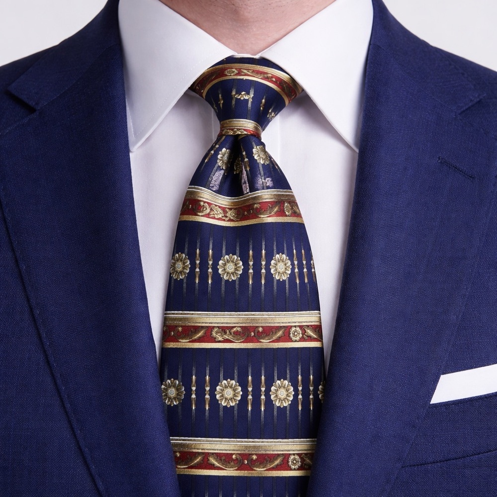 Met Museum Masterworks Collection Silk Tie Blue Gold Medallion Stripe Canada